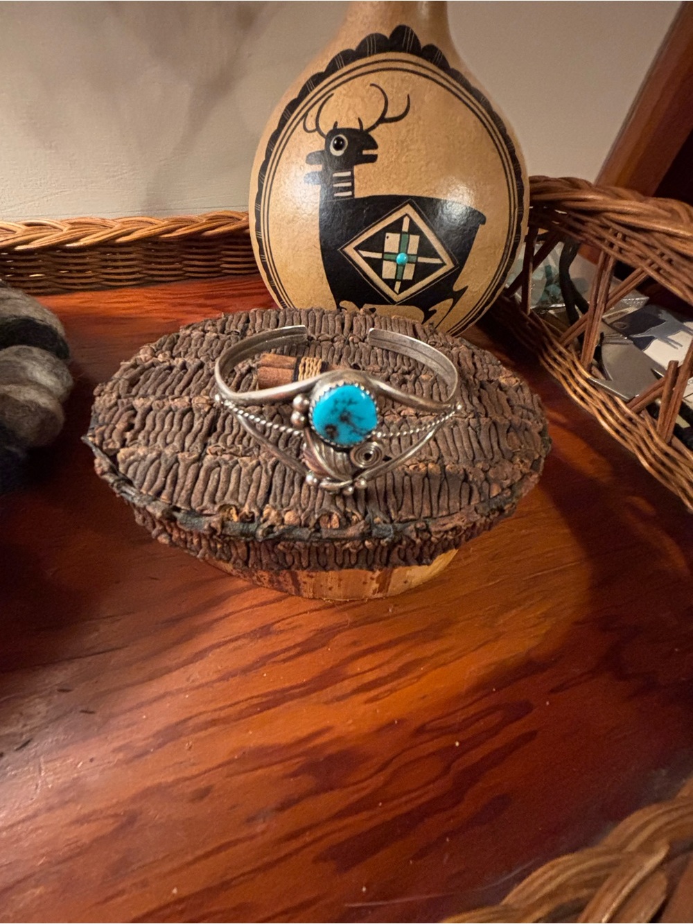 Silver Turquoise Cuff Bracelet - Blue Stone